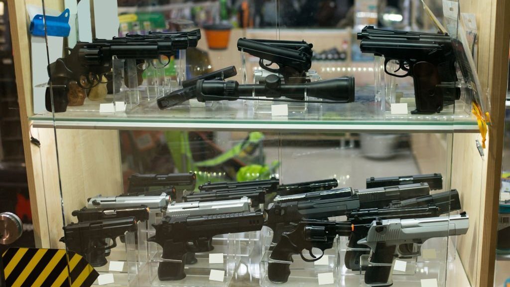 A Display case with firearms