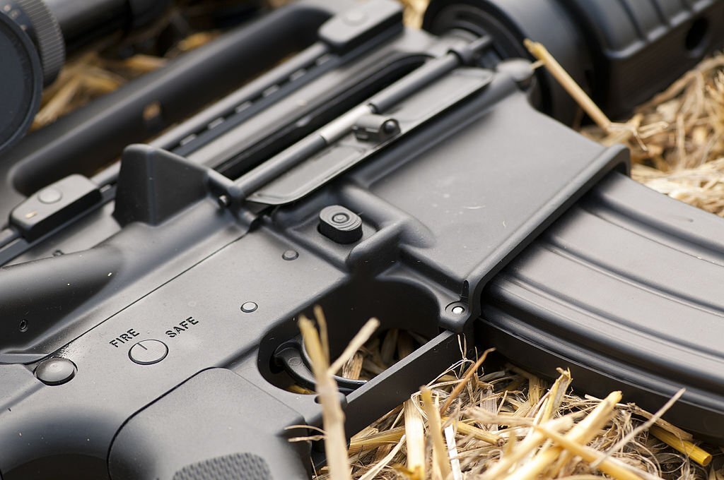 A semi-automatic rifle close up