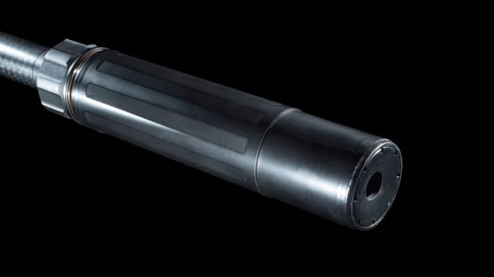 Isolated image of a gun silencer
