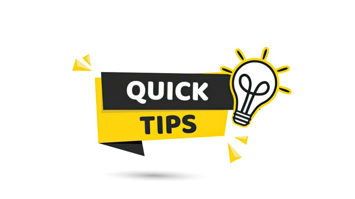 An illustration of a banner with the words quick tips and a light bulb icon
