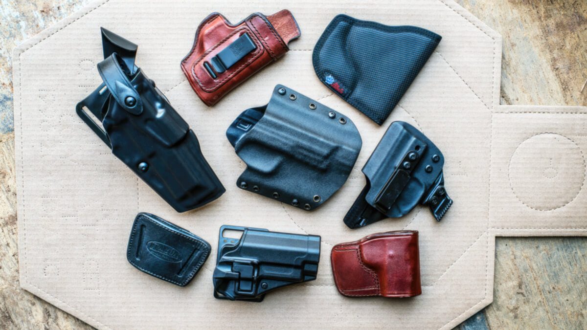 A selection of different holsters mad from various materials
