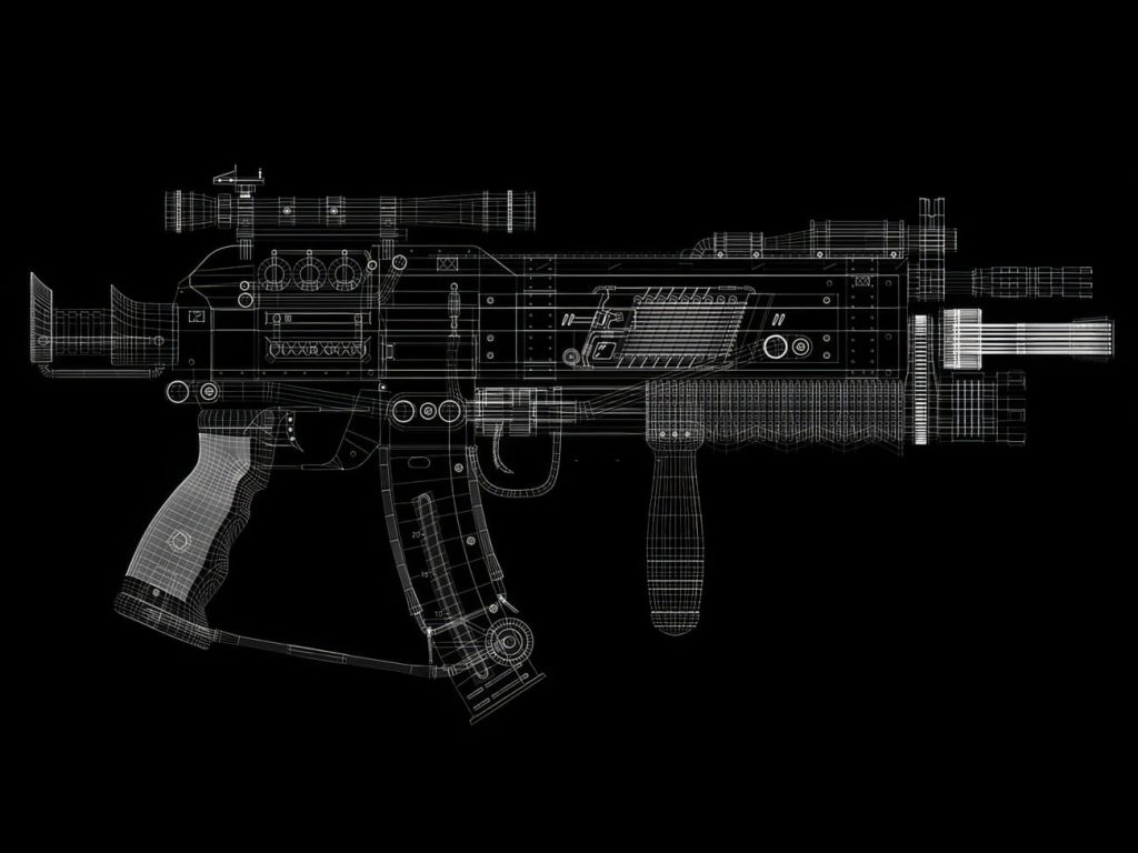 A blueprint of a gun